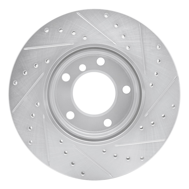 BMW 525I Brake Rotor (1) - Front Left - R1 Concepts - Drilled & Slotted - Silver - `96-`03